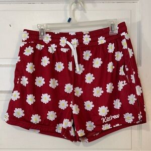 Y2K Red Daisy Print Shorts – KillCrew Graphic Streetwear Mesh (Size XL)